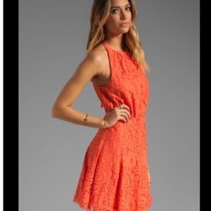 Juicy Couture Coral Scallop Lace Halter Dress SZ 2